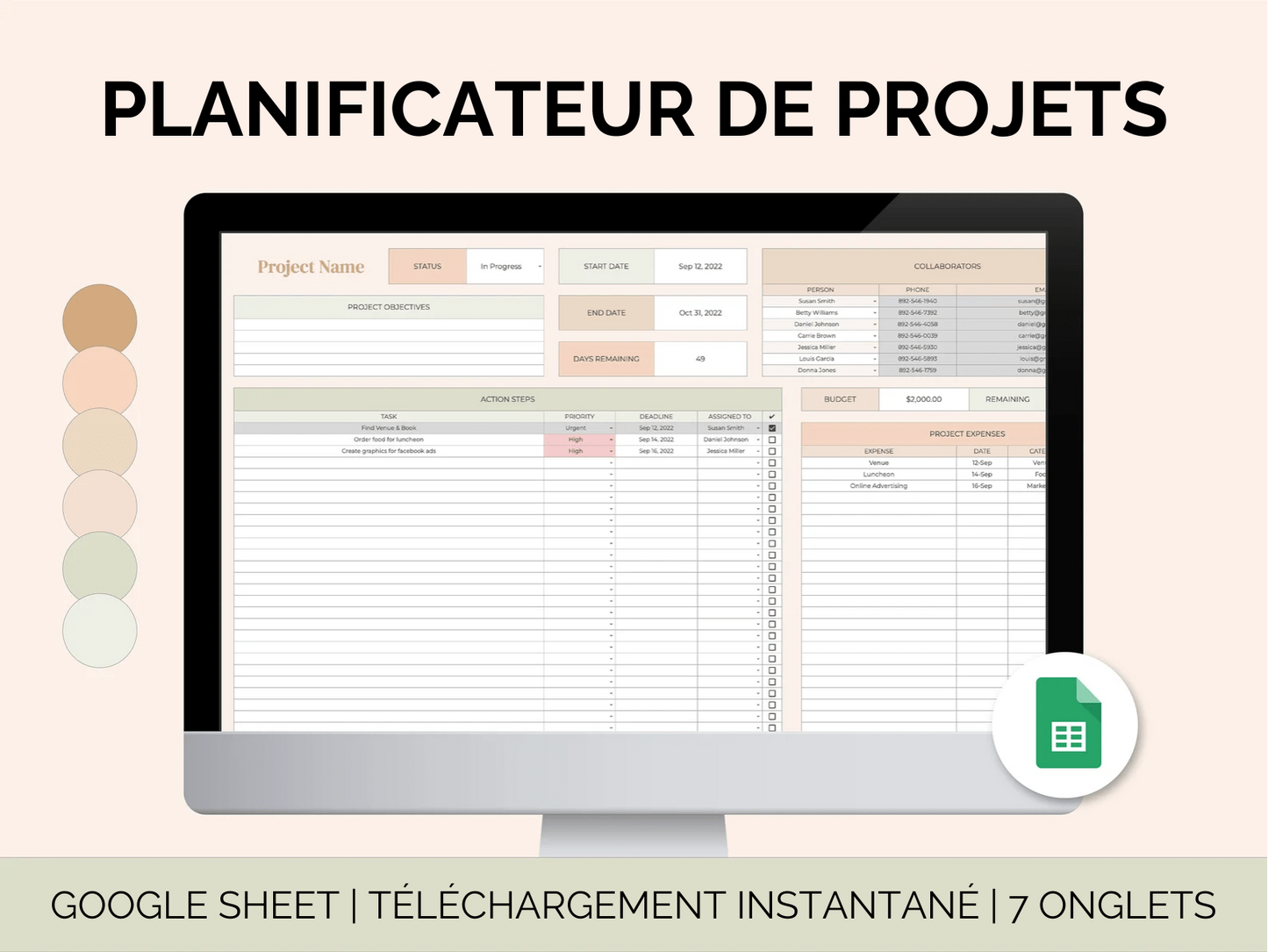 Planificateur de Projets (Google Sheets)
